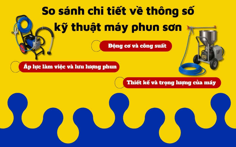 So sánh chi tiết về thông số kỹ thuật máy phun sơn