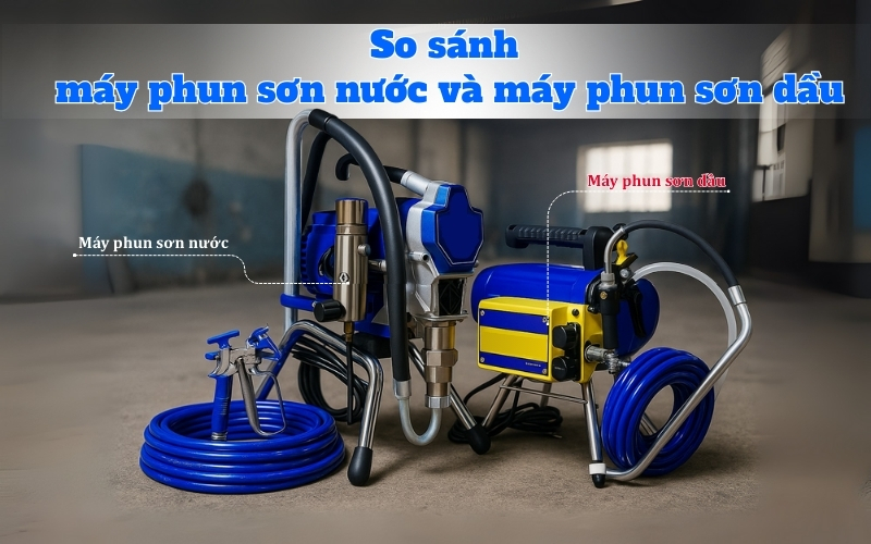 So sánh máy phun sơn nước và máy phun sơn dầu