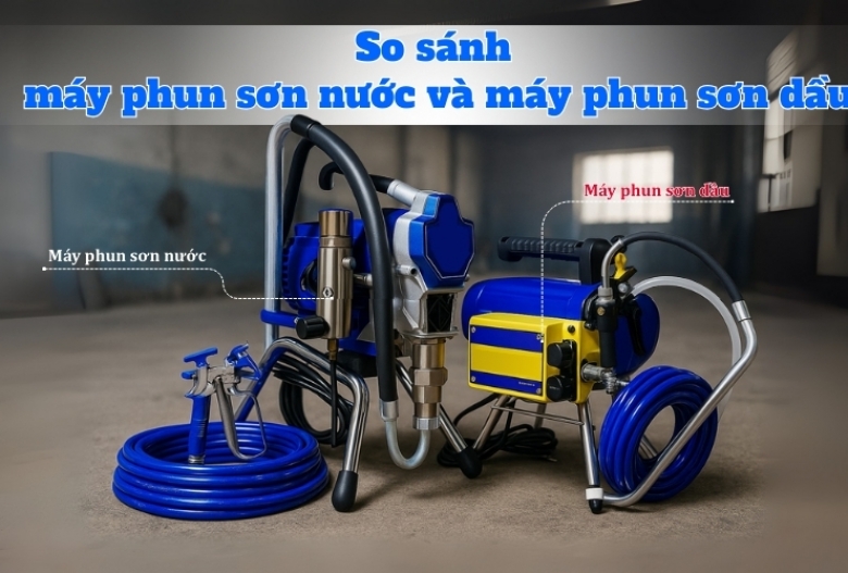 So sánh máy phun sơn nước và máy phun sơn dầu