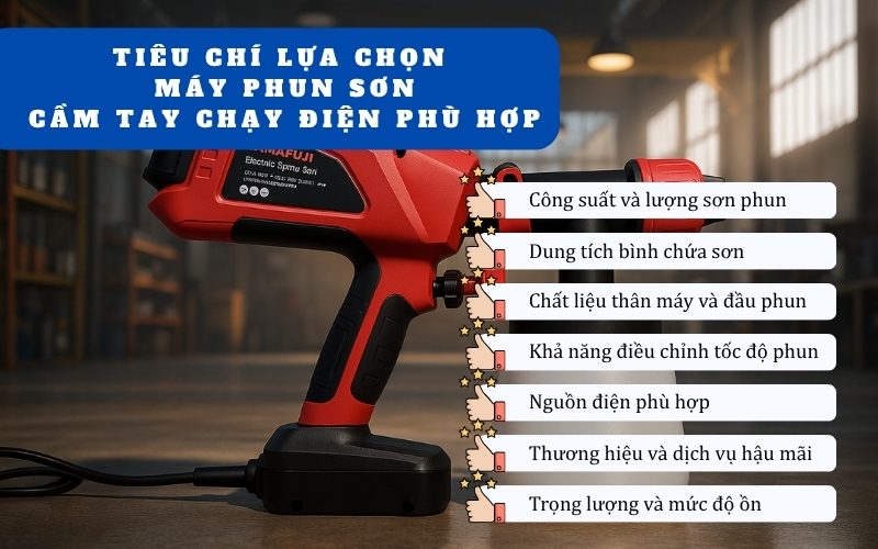 Tiêu chí lựa chọn  máy phun sơn cầm tay chạy điện phù hợp