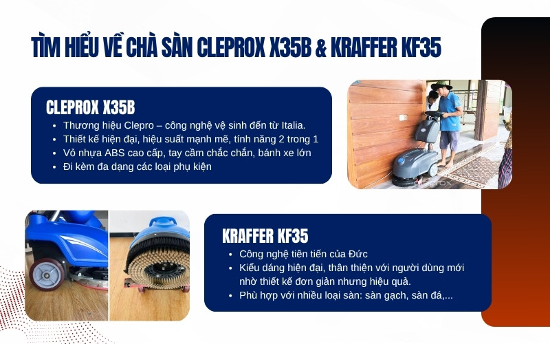 Tìm hiểu về máy chà sàn liên hợp mini CleproX X35B và Kraffer KF35