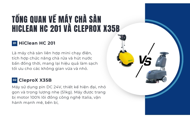Tổng quan về máy chà sàn HiClean HC 201 và CleproX X35B