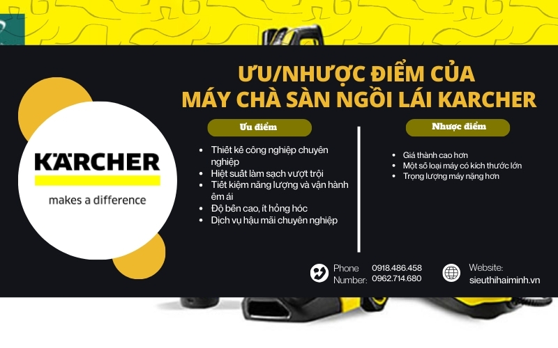 Ưu và nhược điểm của máy chà sàn ngồi lái Karcher