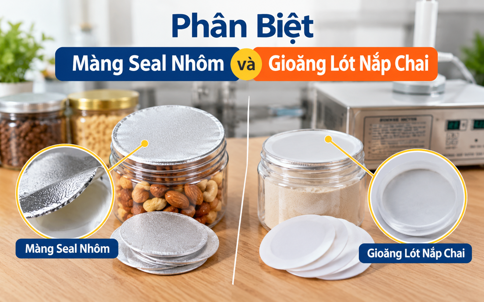 Phân biệt màng seal nhôm và gioăng lót nắp chai chi tiết