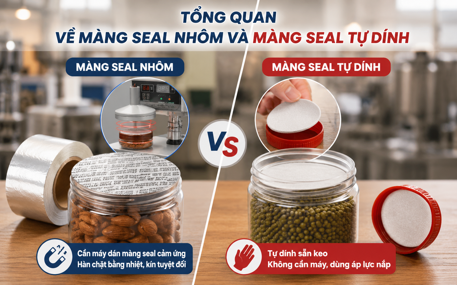 Sự khác biệt giữa màng seal nhôm và màng seal tự dính