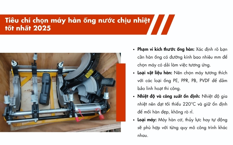 Tiêu chí chọn máy hàn ống nước chịu nhiệt tốt nhất 2025