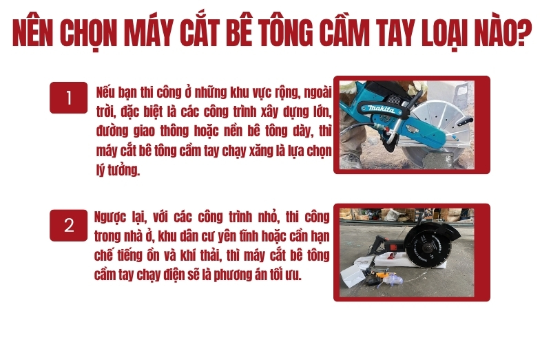 Nên chọn máy cắt bê tông cầm tay loại nào?