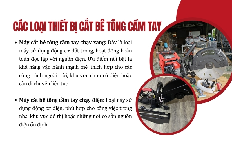 Các loại thiết bị cắt bê tông cầm tay