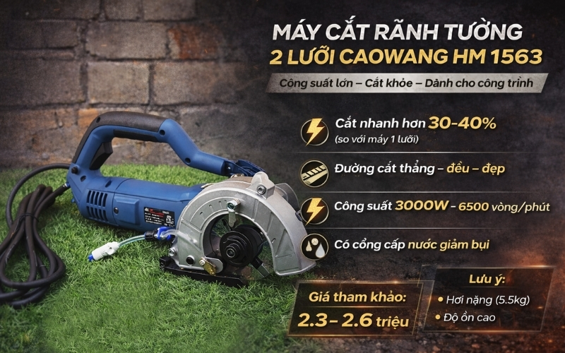 Đánh giá hiệu năng thực tế của máy cắt rãnh tường Caowang 1563