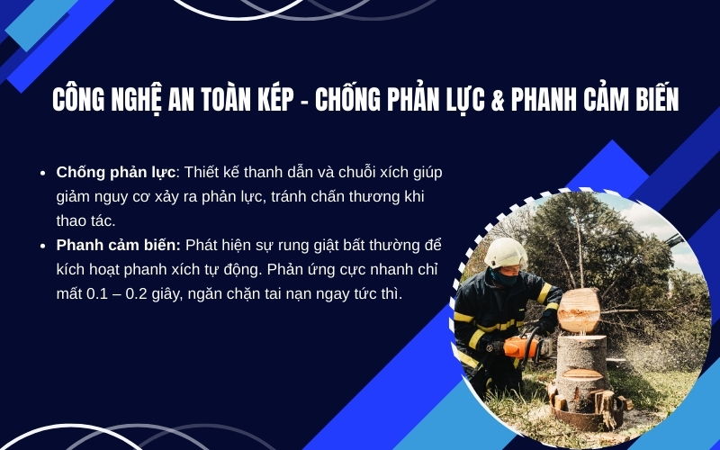 Công nghệ an toàn kép ở máy cưa xích