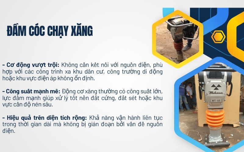 So sánh máy đầm cóc chạy xăng và chạy điện