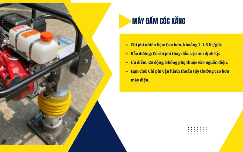 So sánh chi phí vận hành đầm cóc chạy xăng và chạy điện