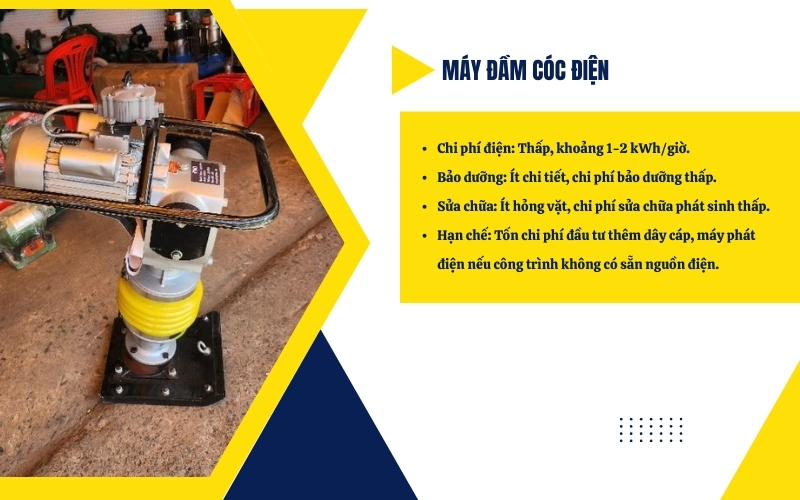 So sánh chi phí vận hành đầm cóc chạy điện và chạy xăng