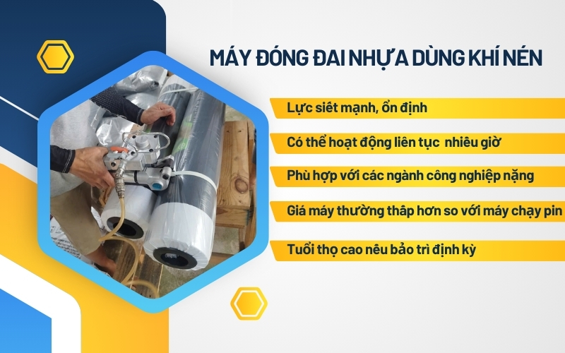 Máy đóng đai nhựa dùng khí nén