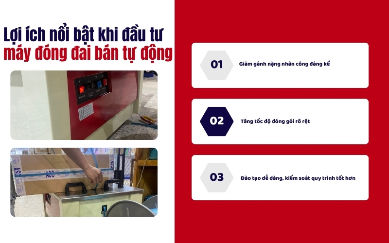 Lợi ích nổi bật khi đầu tư máy đóng đai bán tự động