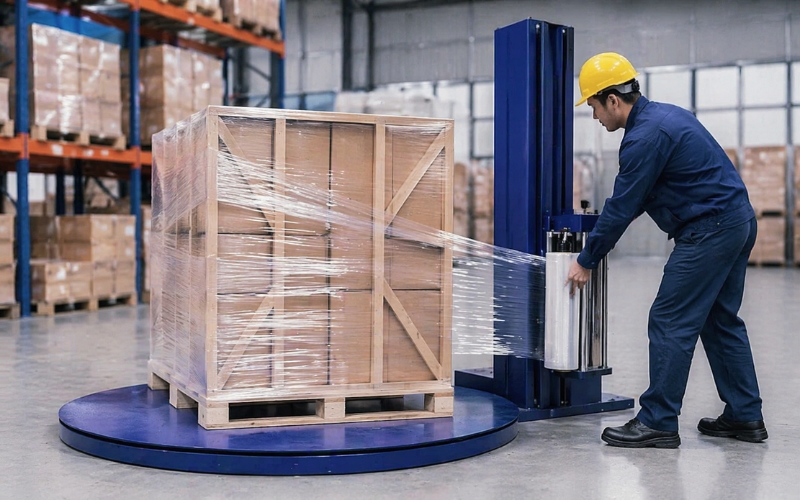 Máy quấn màng bán tự động