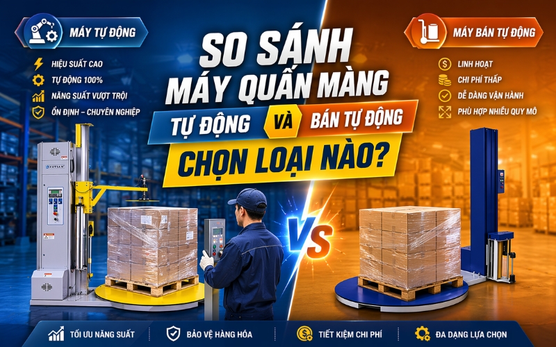 So sánh máy quấn màng tự động và bán tự động