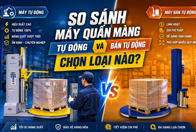 So sánh máy quấn màng tự động và bán tự động: Chọn loại nào?