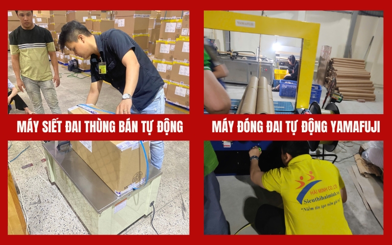 Máy siết đai thùng bán tự động và máy tự động Yamafuji