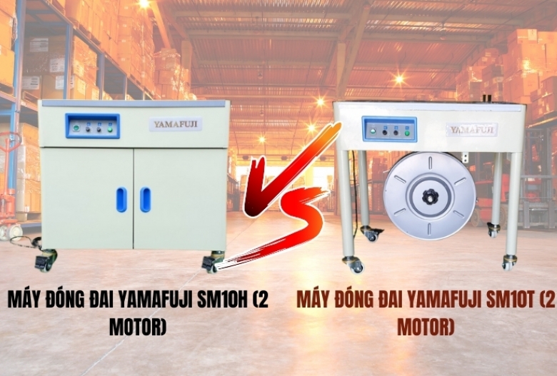 So sánh máy đóng đai thùng SM10H 2 motor và SM10T