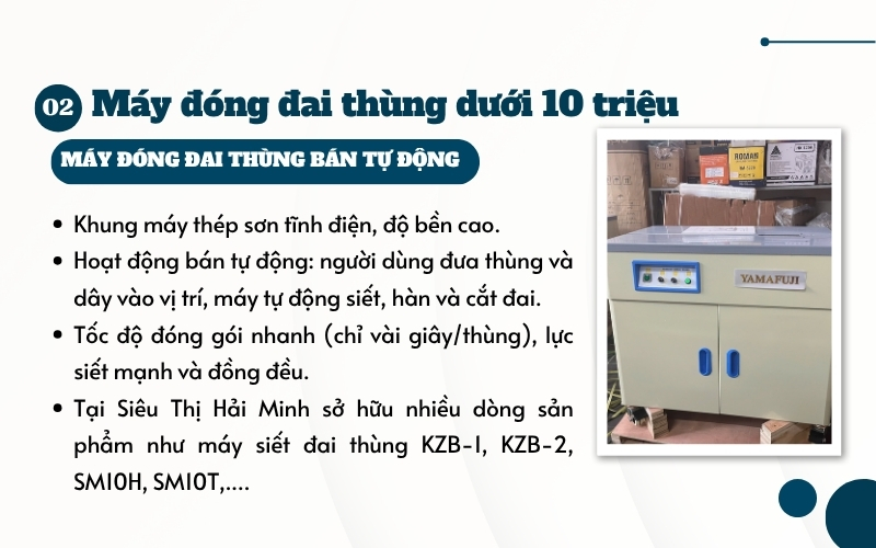 Máy đóng đai thùng dưới 10 triệu so với máy dưới 5 triệu