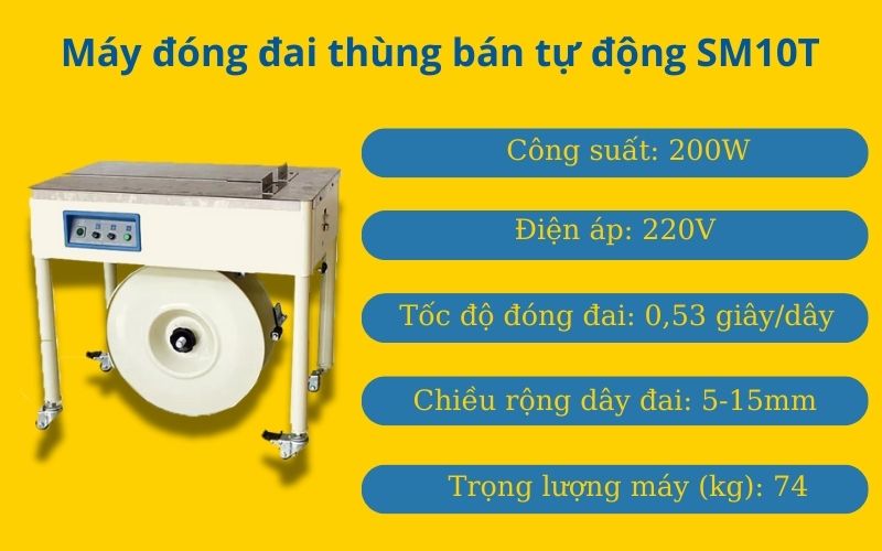 Máy đóng đai thùng bán tự động SM10T