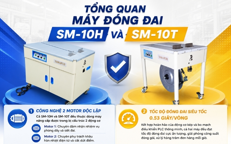 Tổng quan máy đóng đai SM-10H Và SM-10T