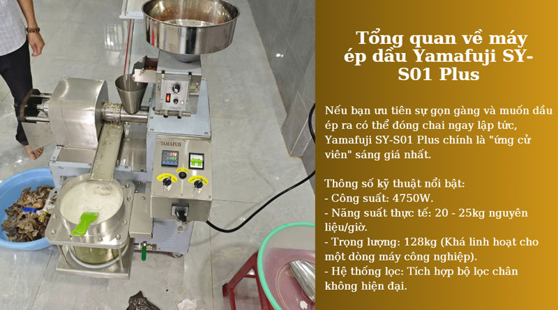 Tổng quan về máy ép dầu Yamafuji SY-S01 Plus
