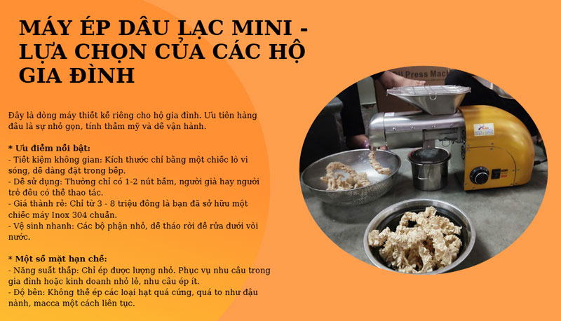 So sánh máy ép dầu mini và công nghiệp chi tiết nhất