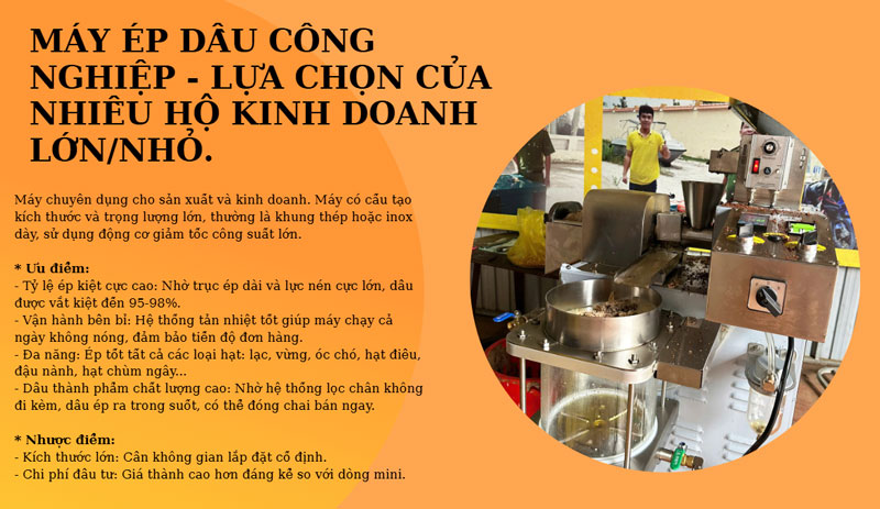 So sánh máy ép dầu mini và công nghiệp chi tiết nhất