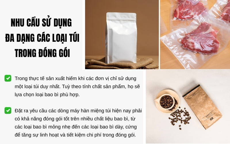 Nhu cầu sử dụng đa dạng các loại túi trong đóng gói