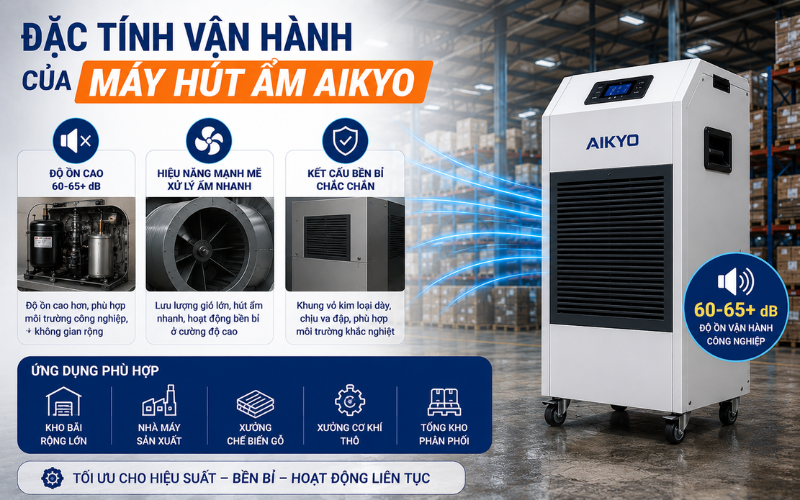 Đặc tính vận hành của máy hút ẩm Aikyo