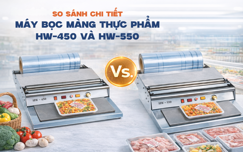 So sánh chi tiết máy bọc màng thực phẩm HW-450 và HW-550