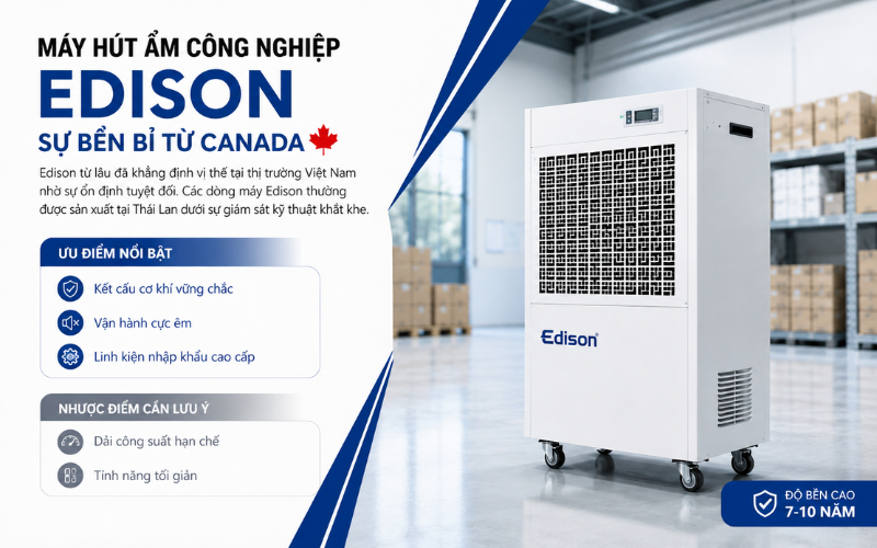 Máy hút ẩm công nghiệp Edison sự bền bỉ từ Canada