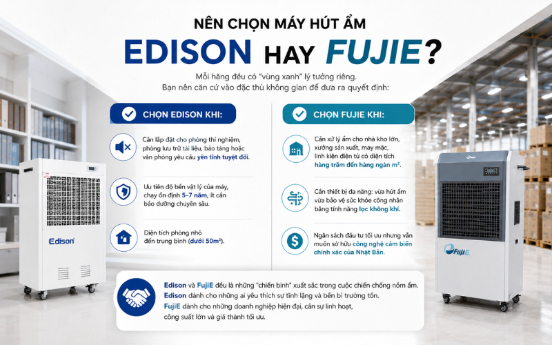 Nên chọn máy hút ẩm Edison hay FujiE