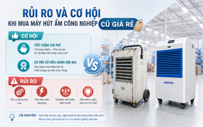 Rủi ro và cơ hội khi mua máy hút ẩm công nghiệp cũ giá rẻ