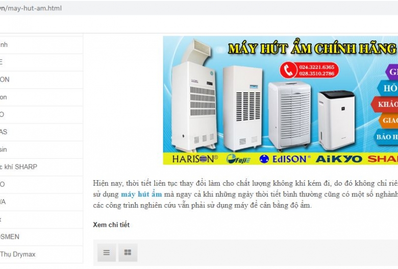 Top 4 trang TMĐT bán máy khử ẩm ở Hà Nội