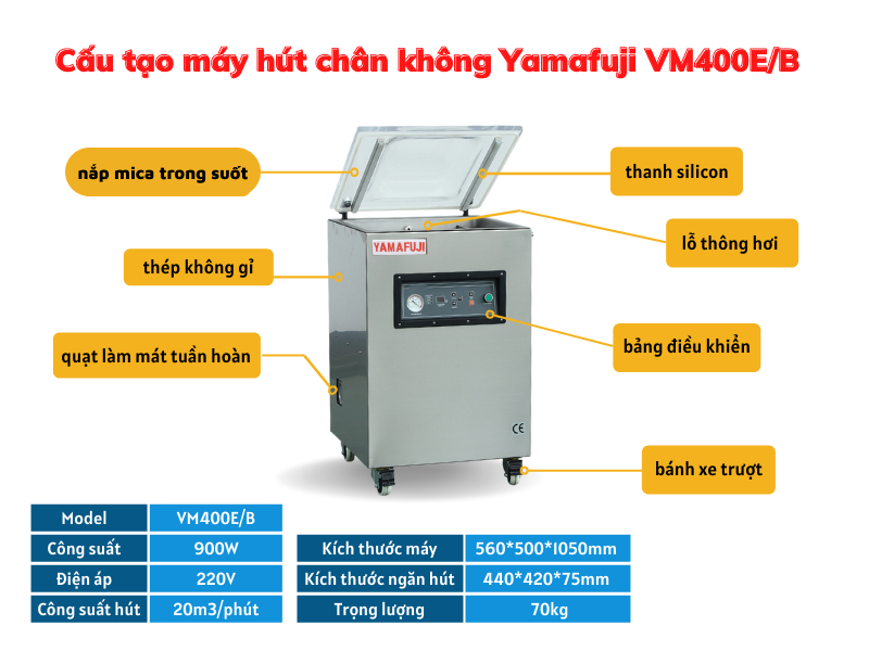 Máy hút chân không thực phẩm công nghiệp Yamafuji VM400E/B