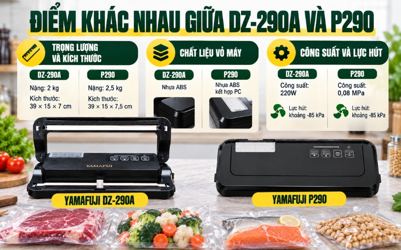 Điểm khác nhau giữa máy ép chân không DZ-290A và P290