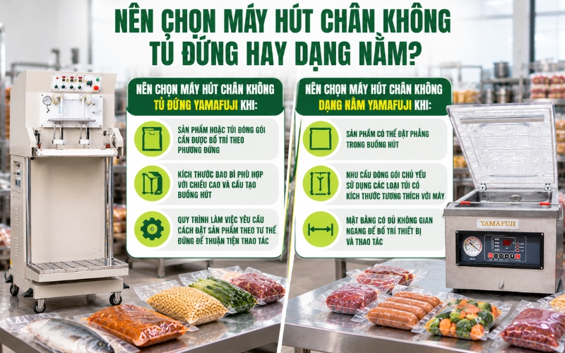 Nên chọn máy hút chân không tủ đứng hay dạng nằm?