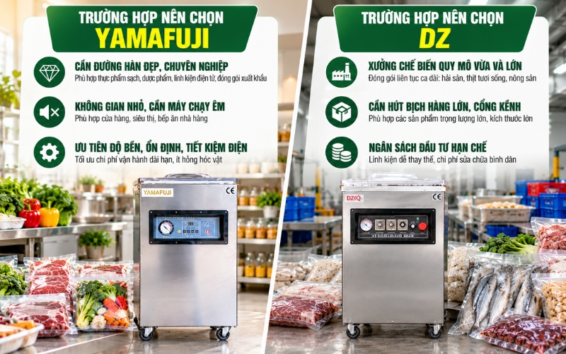 Nên chọn máy hút chân không Yamafuji hay DZ?