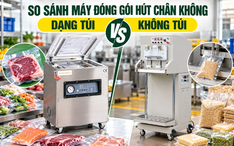 So Sánh Máy Đóng Gói Hút Chân Không Dạng Túi Và Không Túi