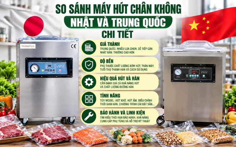 So sánh máy hút chân không Nhật và Trung Quốc chi tiết