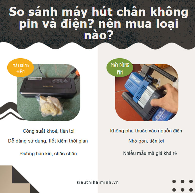 So sánh máy hút chân không pin và điện? nên mua loại nào? So sánh máy hút chân không pin và điện? nên mua loại nào?