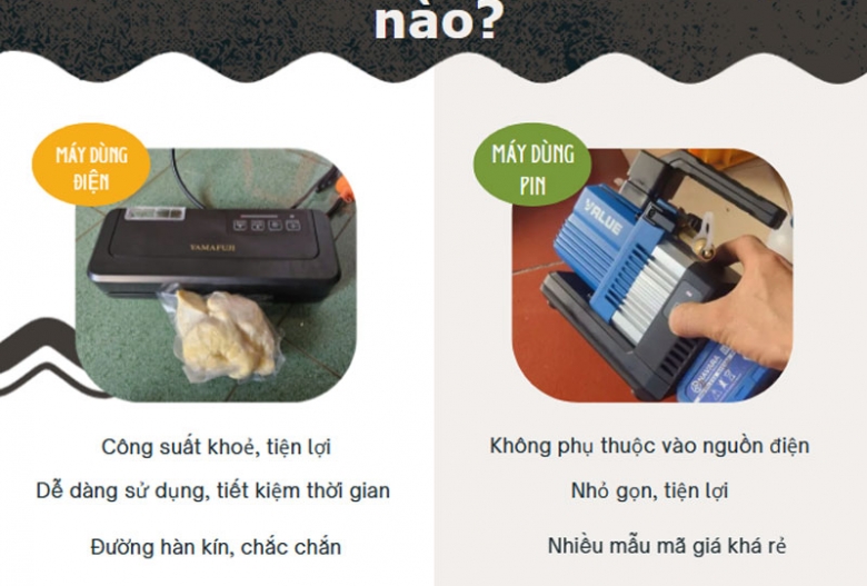 So sánh máy hút chân không pin và điện? nên mua loại nào?