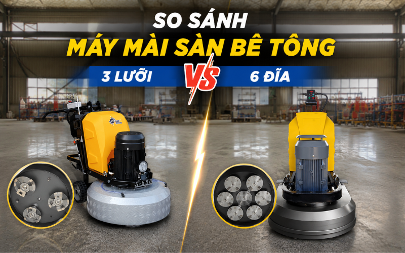 Máy Mài Sàn Bê Tông 3 Lưỡi Và 6 Đĩa