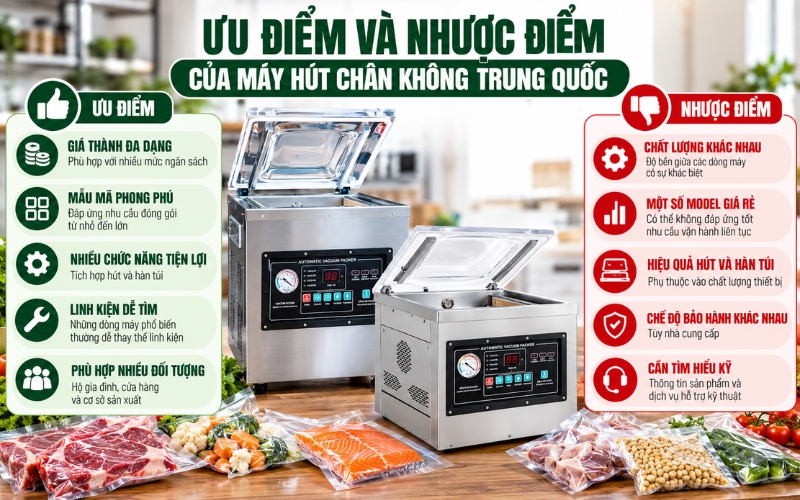 Ưu điểm và nhược điểm của máy hút chân không Trung Quốc