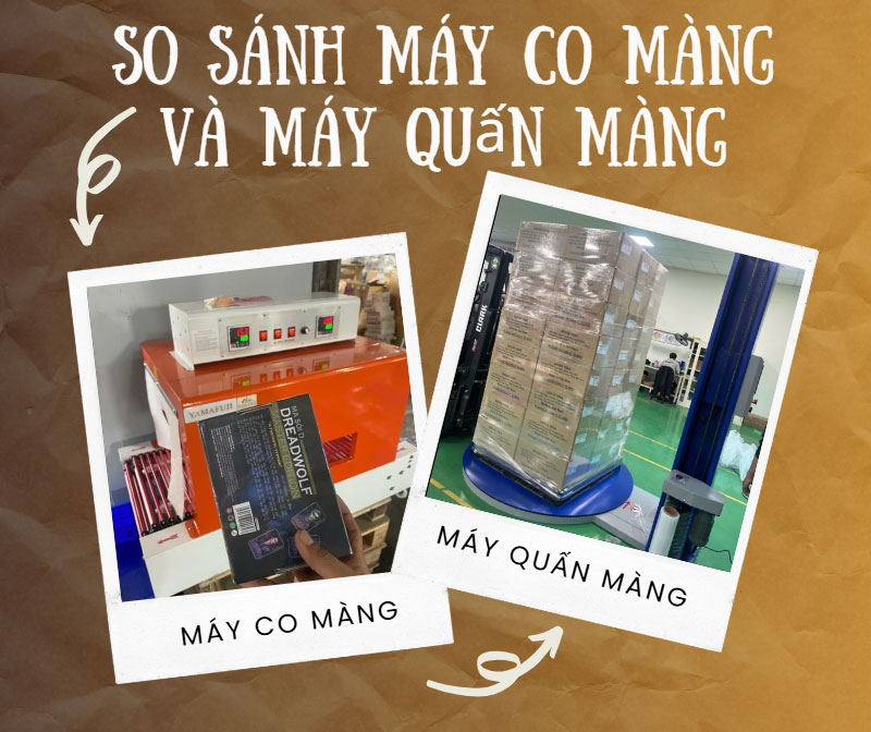 So sánh máy co màng và máy quấn màng