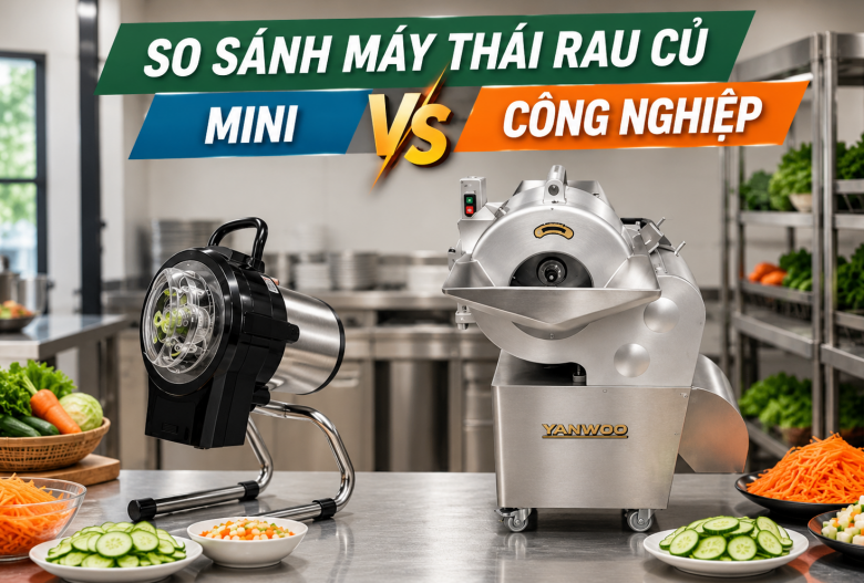 So sánh máy thái rau củ mini và công nghiệp chi tiết