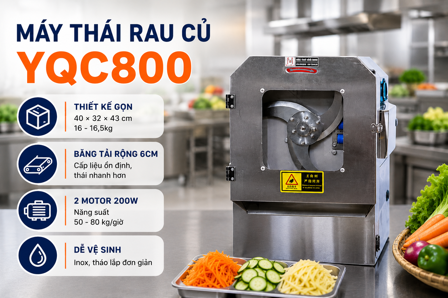 Tổng quan máy thái rau củ YQC800